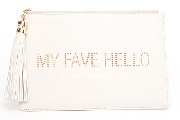 Dunsborough, Yallingup, Margaret River Region gorgeous women's "My Fave Hello" clutch, pouch to complete your look. Clutches with messages, evening & day styles, perfect gifts.