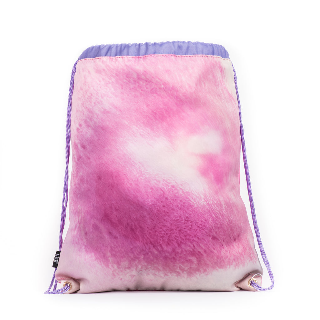 Pink Reading Owl Drawstring Library Swim Bags (Water Resistant)