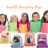 Art series drawstring bags with cute owl design for carrying your wet swimwear, beach towel, library books, sporting needs and a variety of your other favourite items. Use at school or home on the weekend!