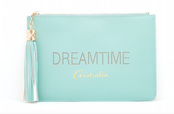 Love Australia? Gorgeous women's "Dreamtime" green clutch, pouch to complete your look. Clutches with messages, evening & day styles, perfect gifts.